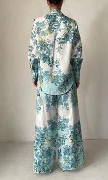 Hemant And Nandita | Pahi Linen Cotton Pant | Blue Floral