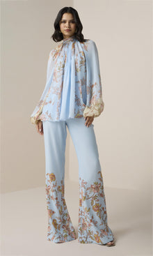 Hemant And Nandita | Riah Viscose Flat Chiffon Top | Powder Blue