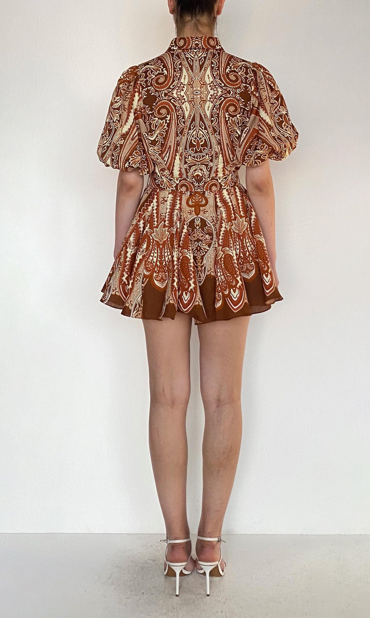 Womens | Rida Linen Cotton Collared Mini Shirt Dress | Multi