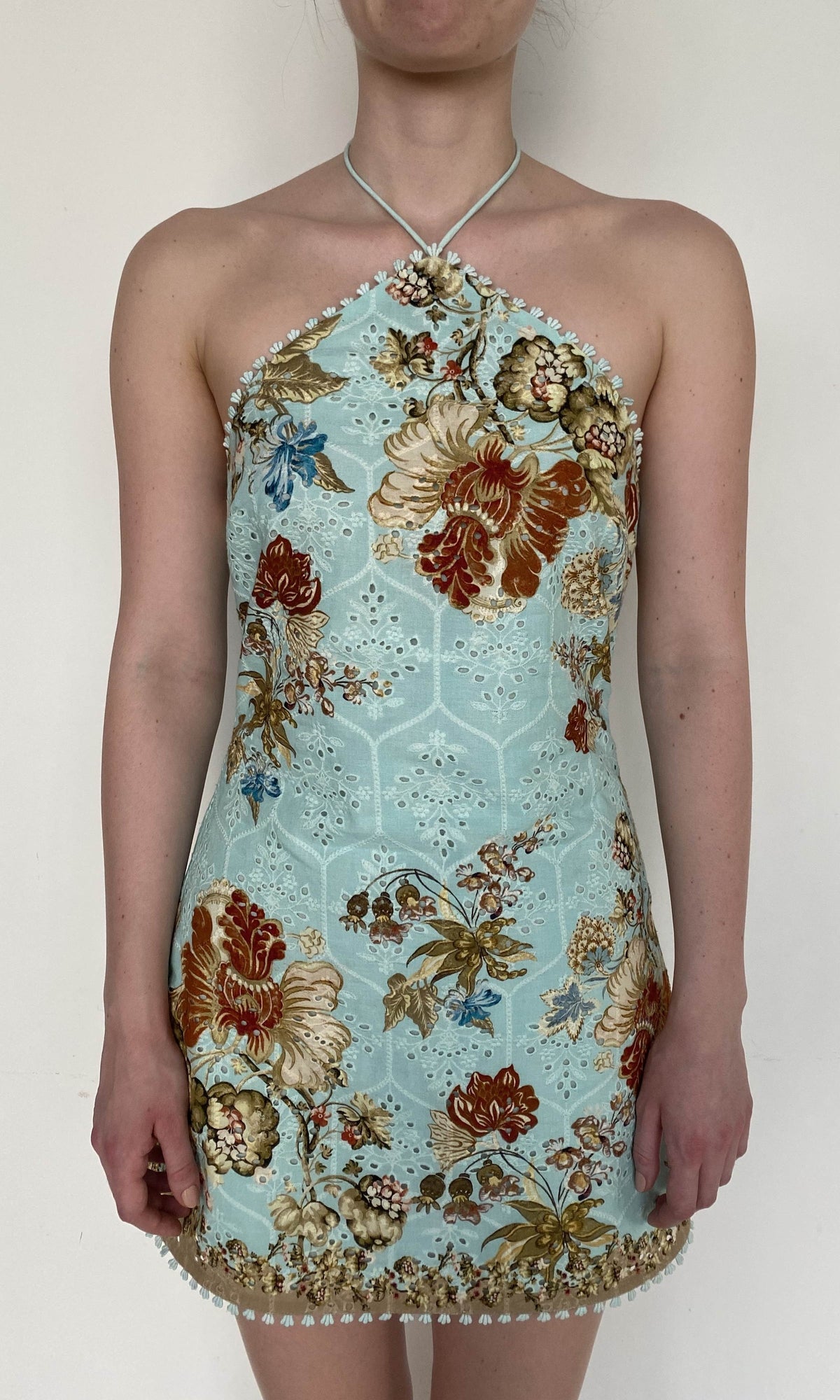Womens | Rohi Cotton Schiffli Short Dress | Blue