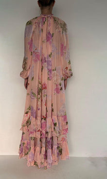 Hemant And Nandita | Ruba Viscose Flat Chiffon Maxi Dress | Pink