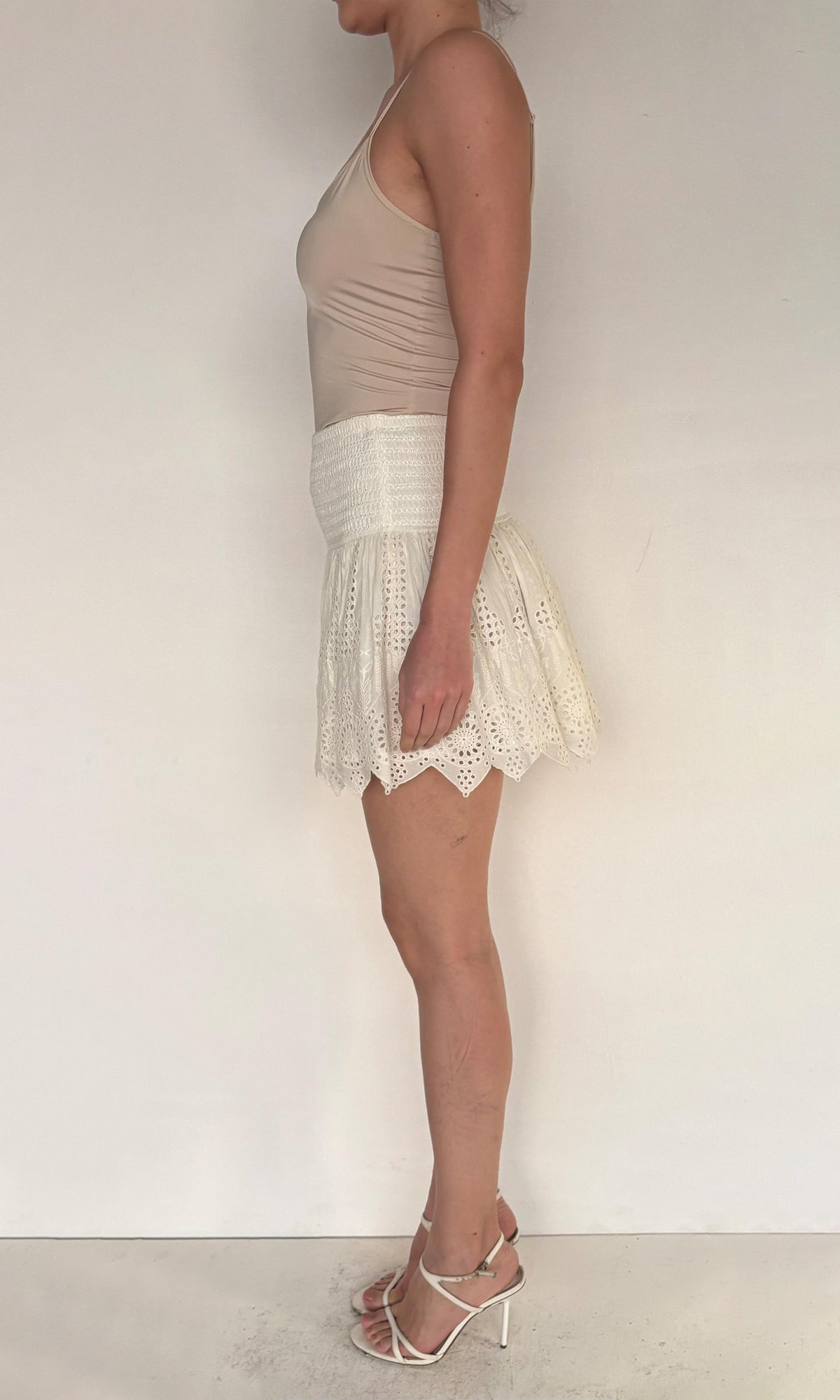 Womens | Ruby Cotton Schiffli Short Skirt | White