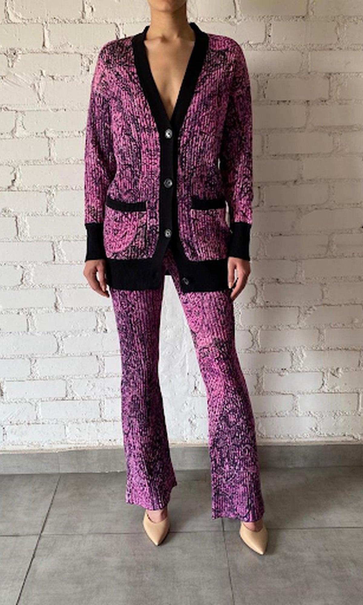 Womens | Ruha Polyester Woolen Knit Flared Pants | Purple
