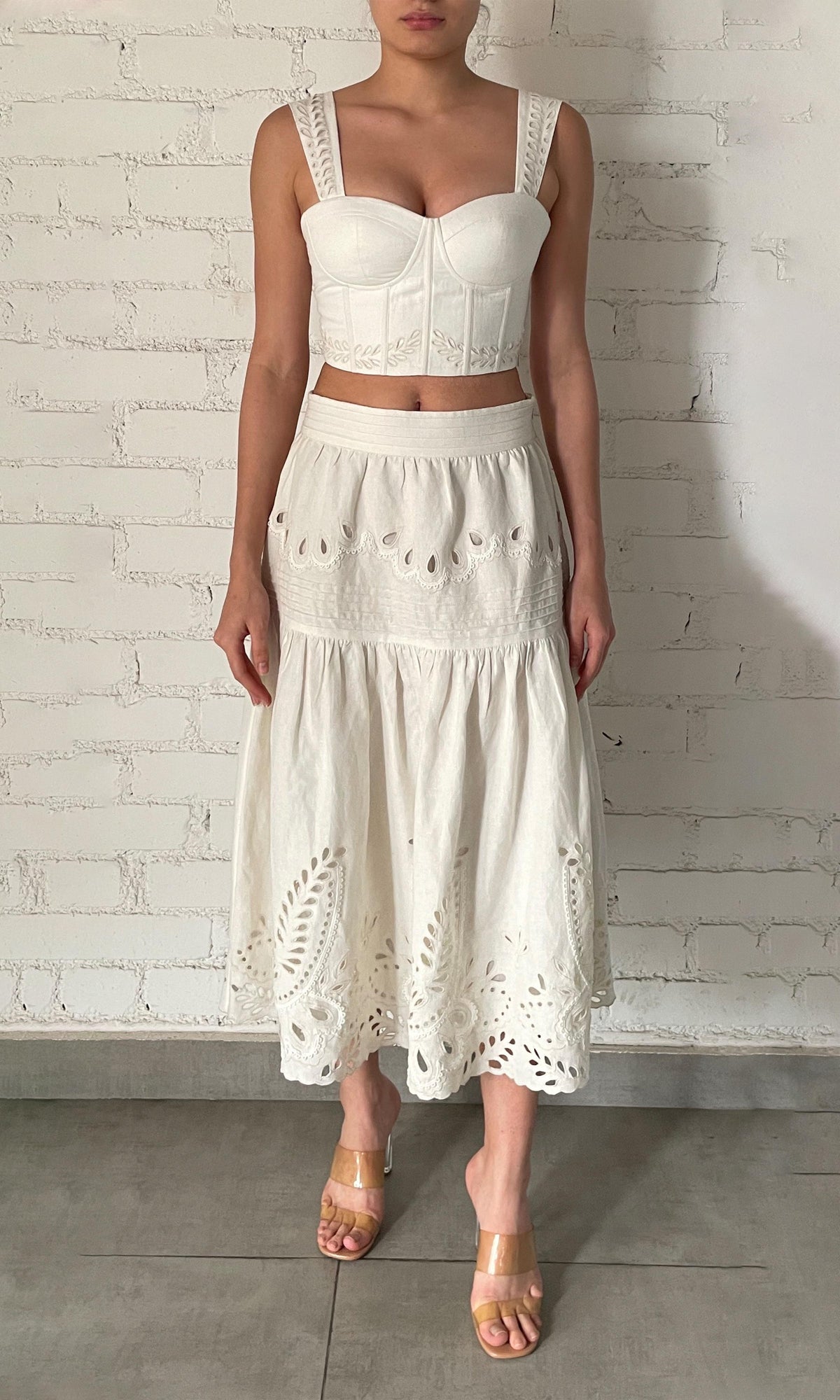 Womens | Runa Linen Cotton Midi Skirt | Off White