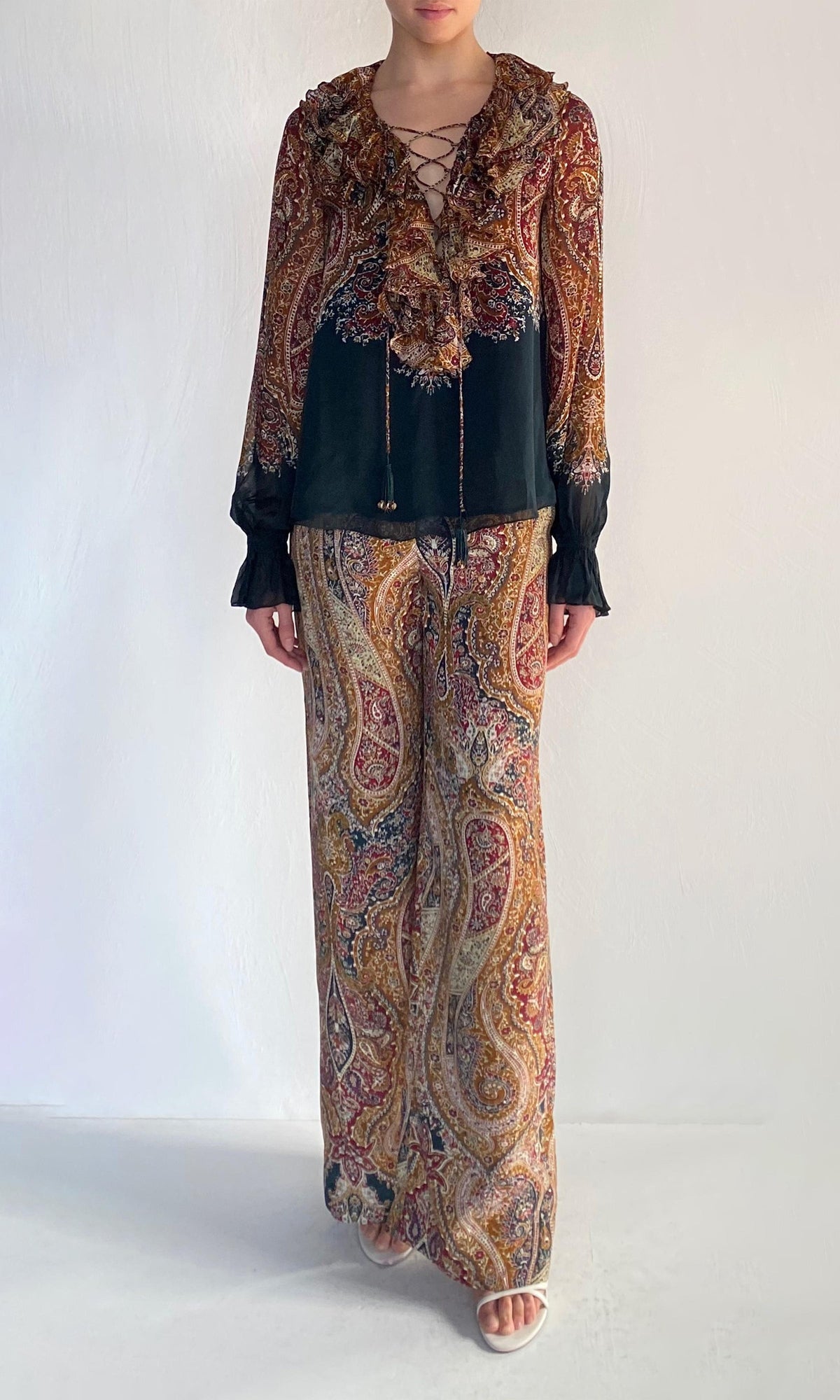Womens | Ruza Viscose Flat Chiffon Top | Green Multi