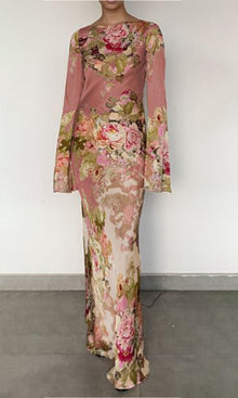 Womens | Sama Viscose Satin Long Dress | Rosewood Pink