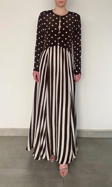 Hemant And Nandita | Tira Viscose Crepe - Viscose Chiffon Long Dress | Brown White