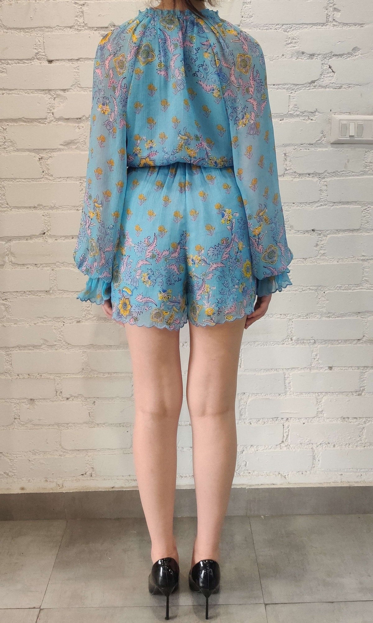 Womens | Vana Velvet Brasso Romper | White Multi