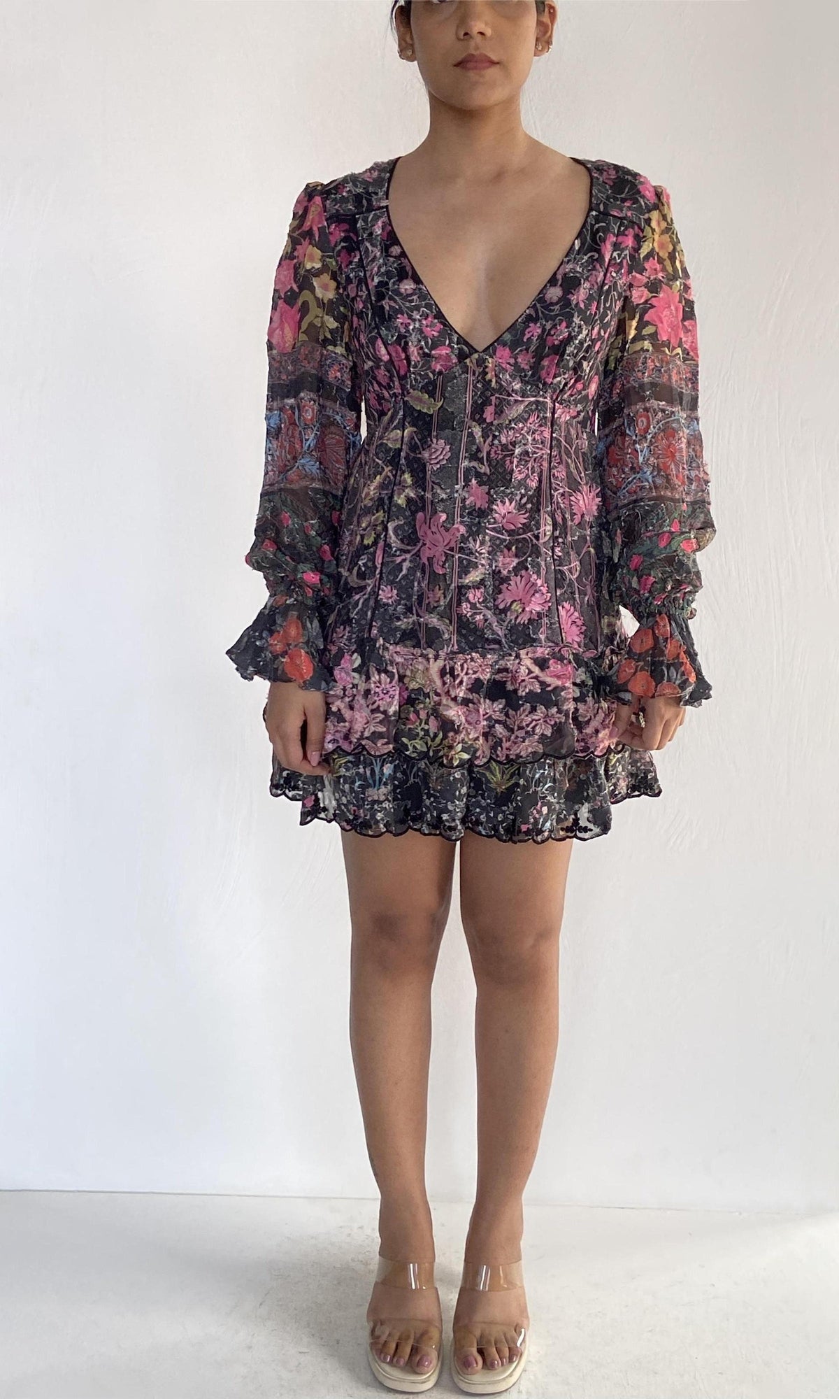 Womens | Vim Viscose Jacquard Short Dress | Black Multi