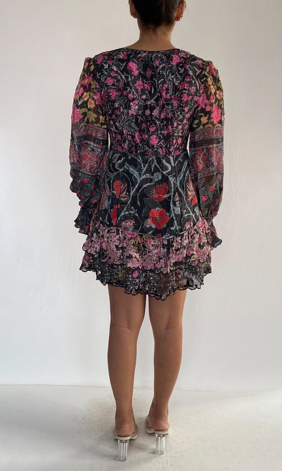 Womens | Vim Viscose Jacquard Short Dress | Black Multi
