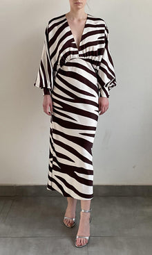 Hemant And Nandita | Zuba Poly Double Satin Long Dress | Black White