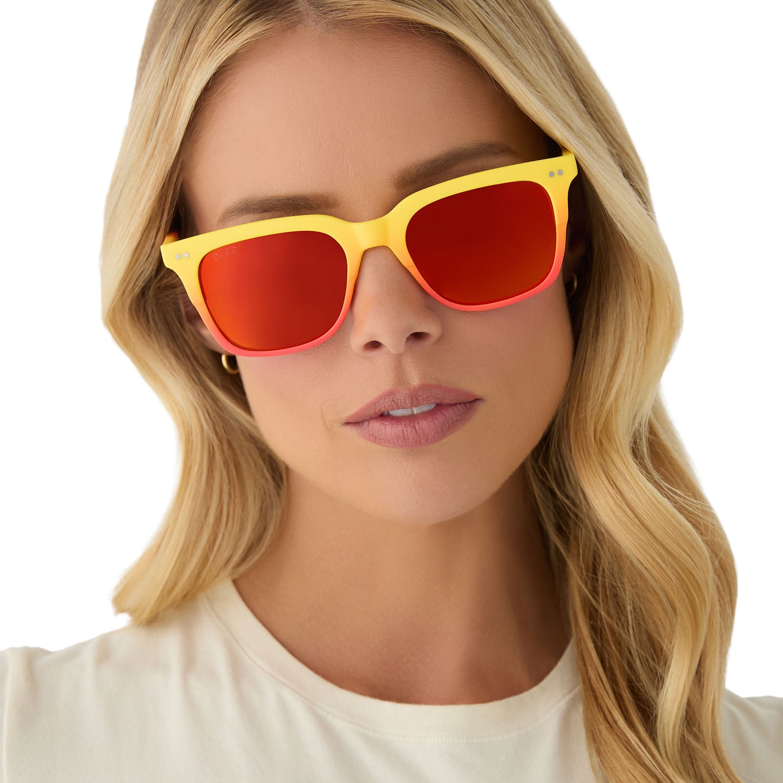 Unisex | Human Torch Sunglasses | Radiant Yellow To Orange Flame Fade | Blazing Red Orange Polarized Lenses