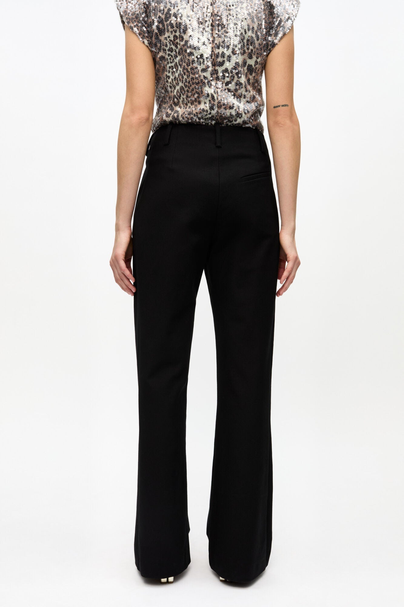 Heavy Cotton Tailoring Flared Trousers | Black