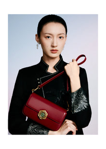 Hetian Jade Rotating Peony Button Bag | Red