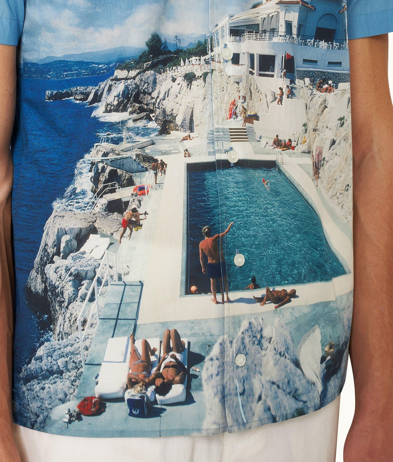 Hibbert Roc Pool Photographic Print Classic Fit Capri Collar Cotton Shirt | Roc Pool Ii