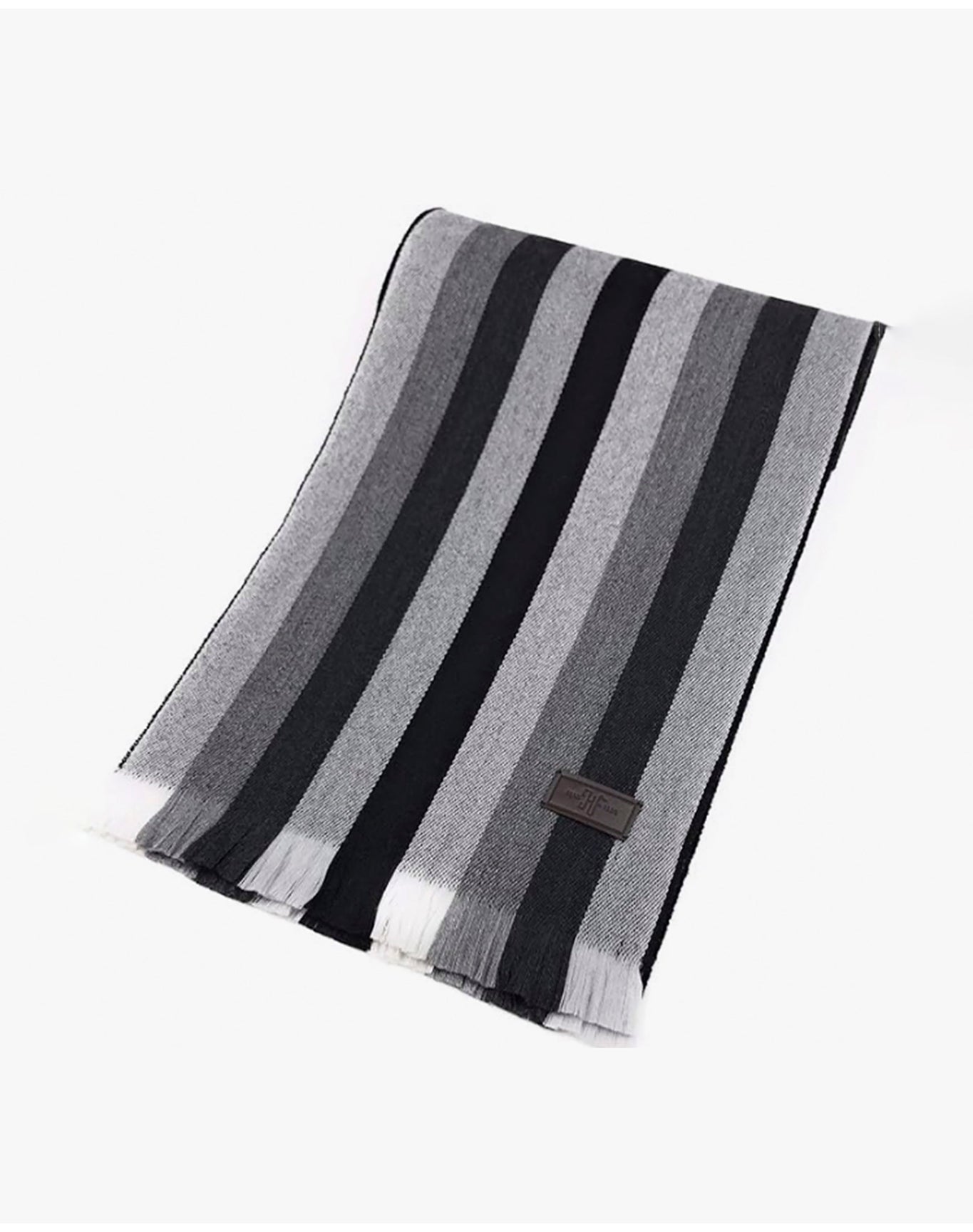 Hickey Freeman | Men | Merino Wool Stripe Scarf | Grey/Black