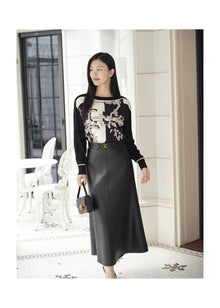 High-Waisted Leather Skirt | Black
