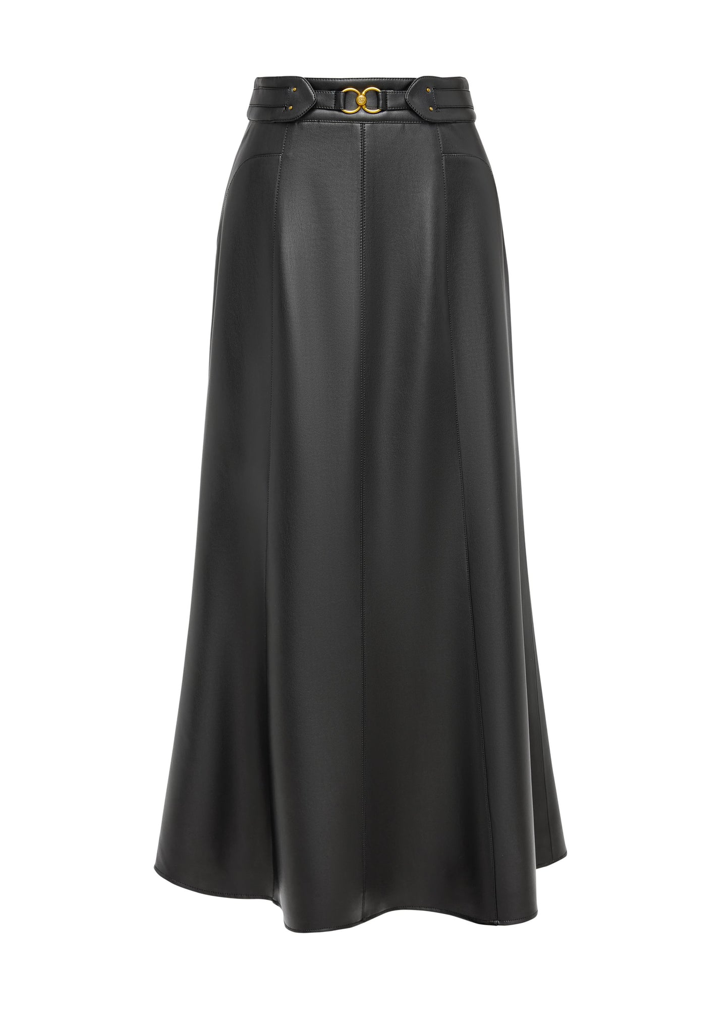 High-Waisted Leather Skirt | Black