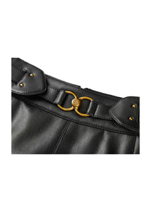 High-Waisted Leather Skirt | Black