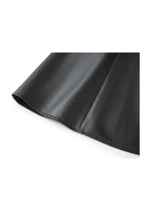 High-Waisted Leather Skirt | Black