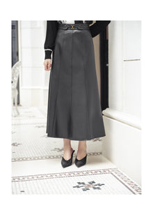 High-Waisted Leather Skirt | Black