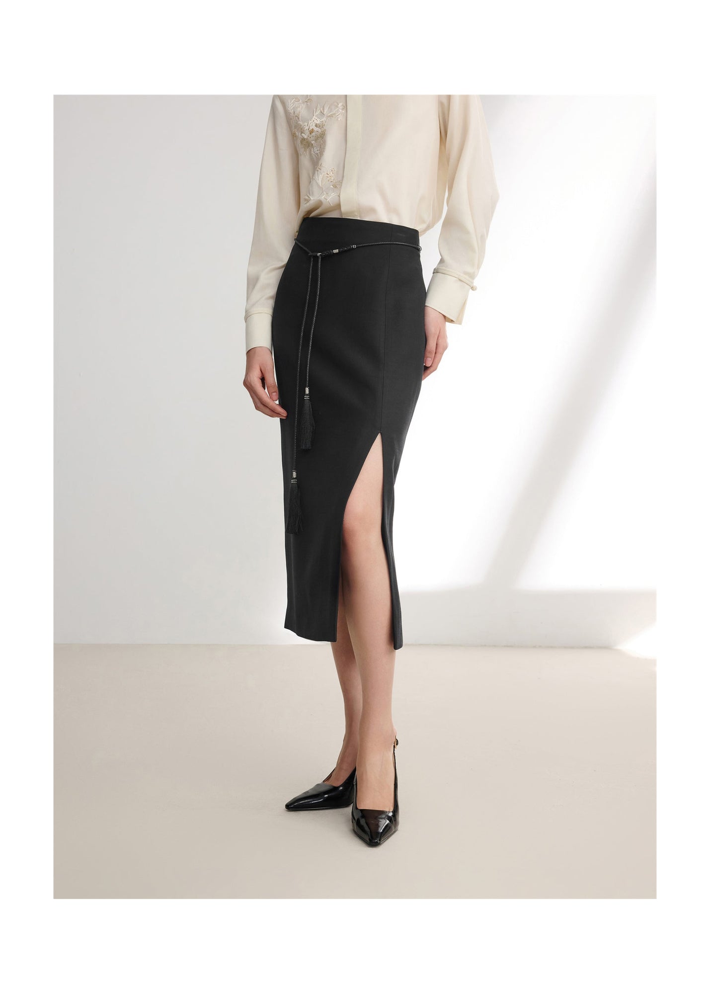 High-Waisted Maxi Skirt | Black