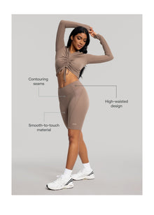 High-Waisted Performance Biker Shorts | Cocoa