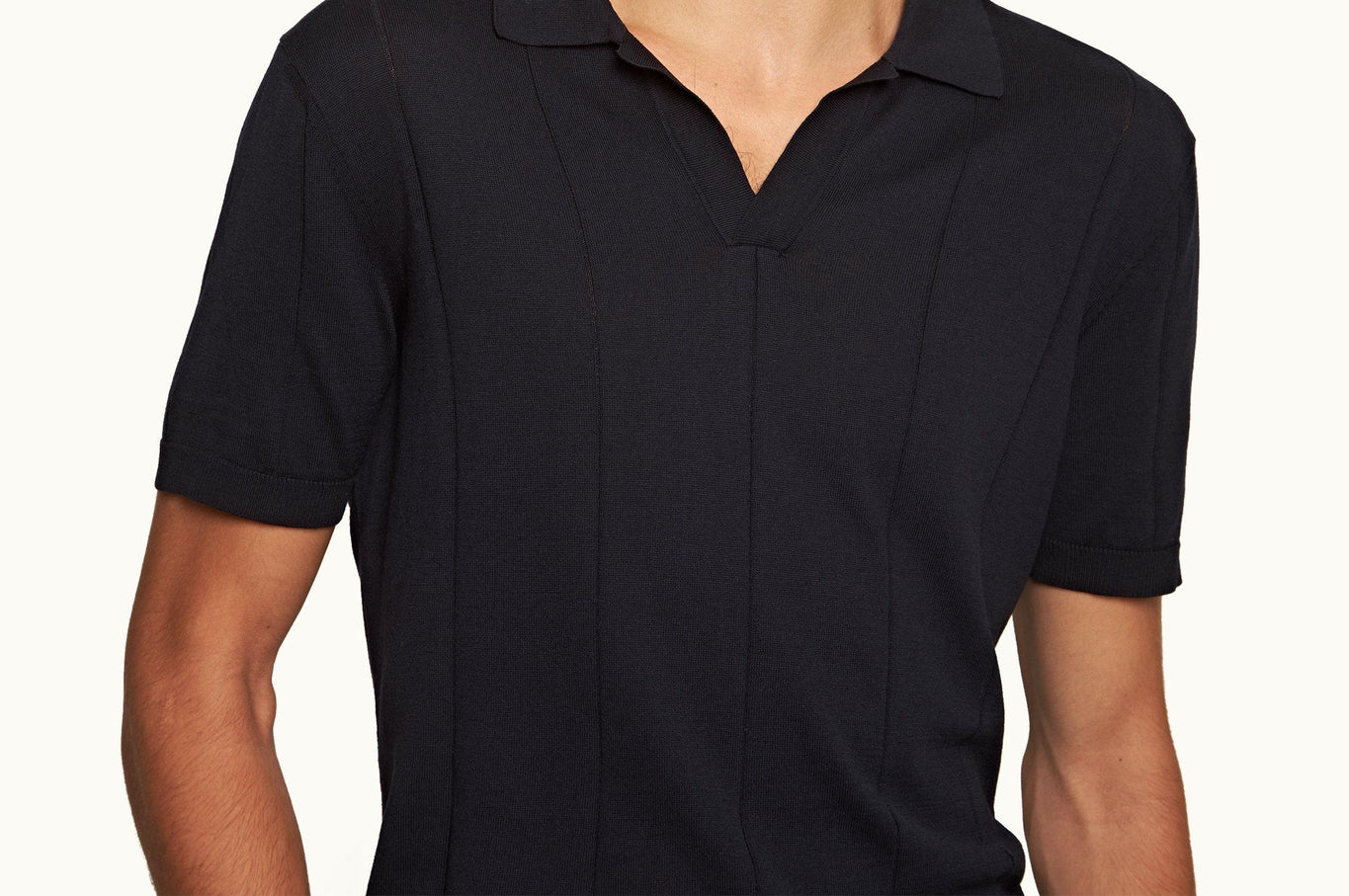Horton Cotton Silk Tailored Fit Silk-Cotton Polo Shirt | Night Iris