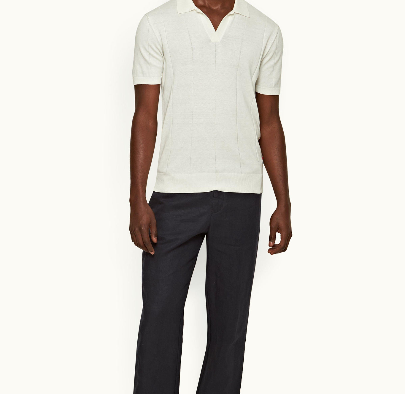 Horton Cotton Silk Tailored Fit Silk-Cotton Polo Shirt | White Sand
