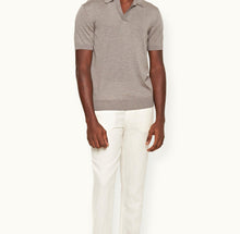 Horton Silk Tailored Fit Merino-Silk Knit Polo Shirt | Demille Grey