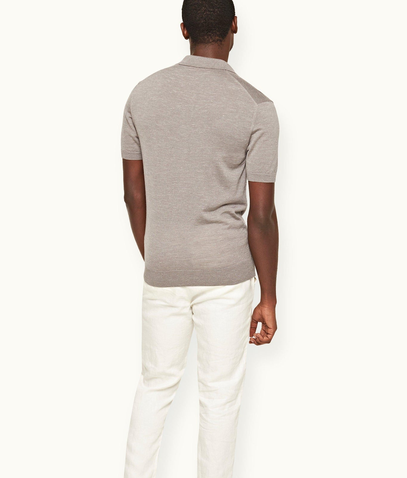 Horton Silk Tailored Fit Merino-Silk Knit Polo Shirt | Demille Grey