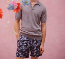 Horton Silk Tailored Fit Merino-Silk Knit Polo Shirt | Demille Grey