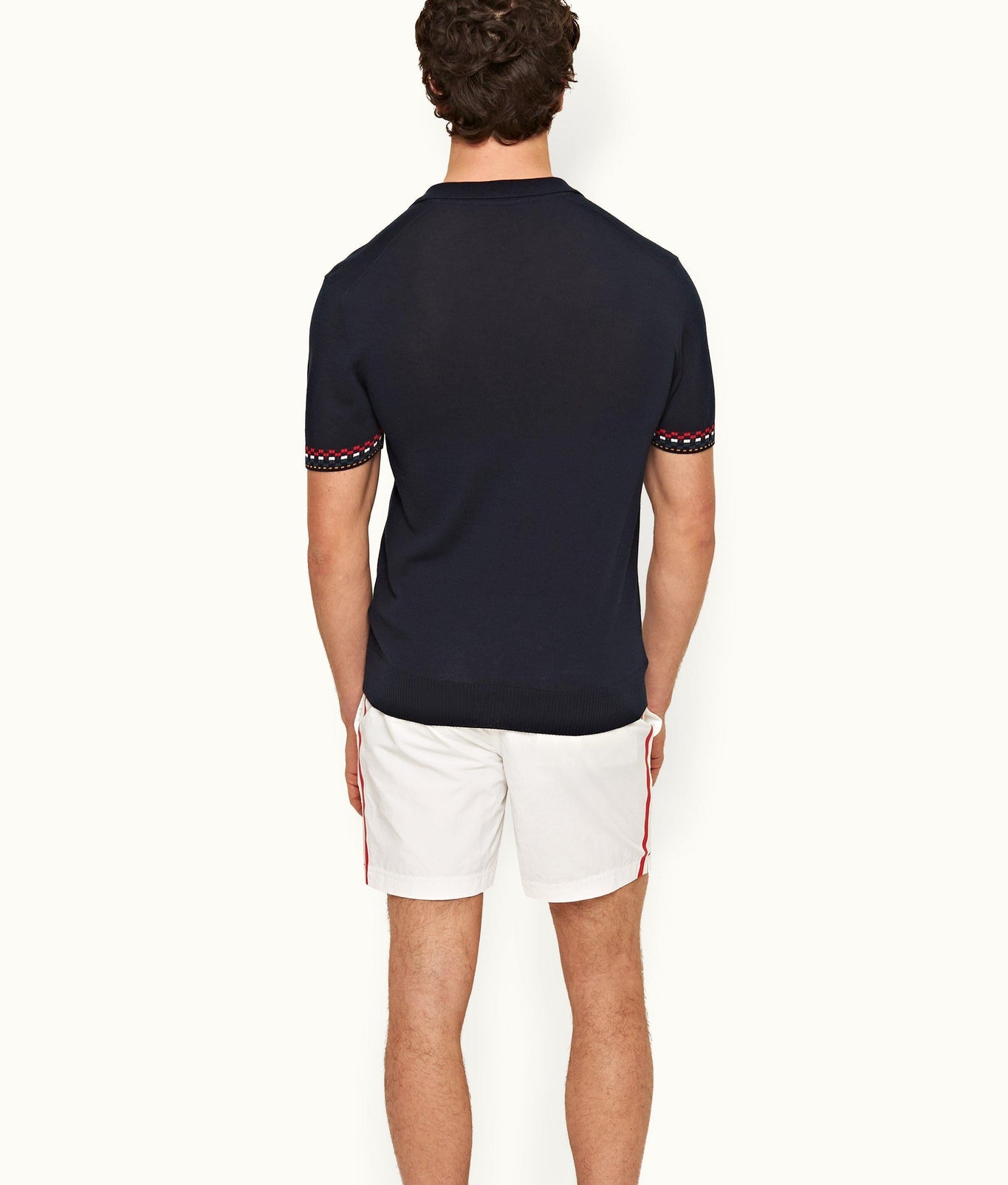 Horton Tipping Tailored Fit O.B Checkerboard Tipping Organic Cotton Polo Shirt | Night Iris
