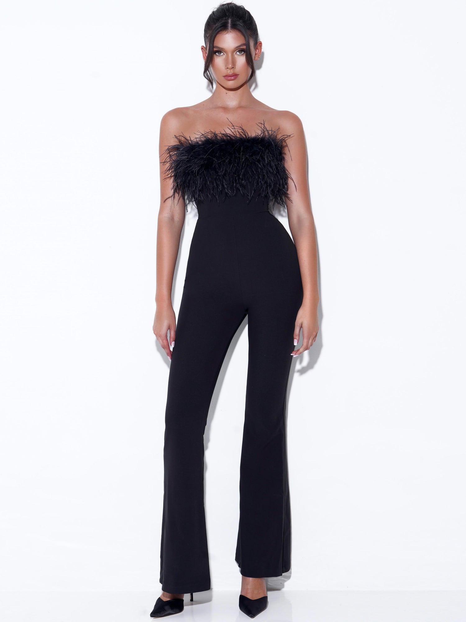 Kylan Feather Jumpsuit | Black