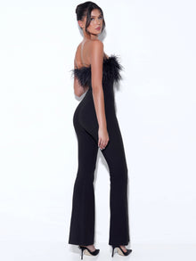 Kylan Feather Jumpsuit | Black