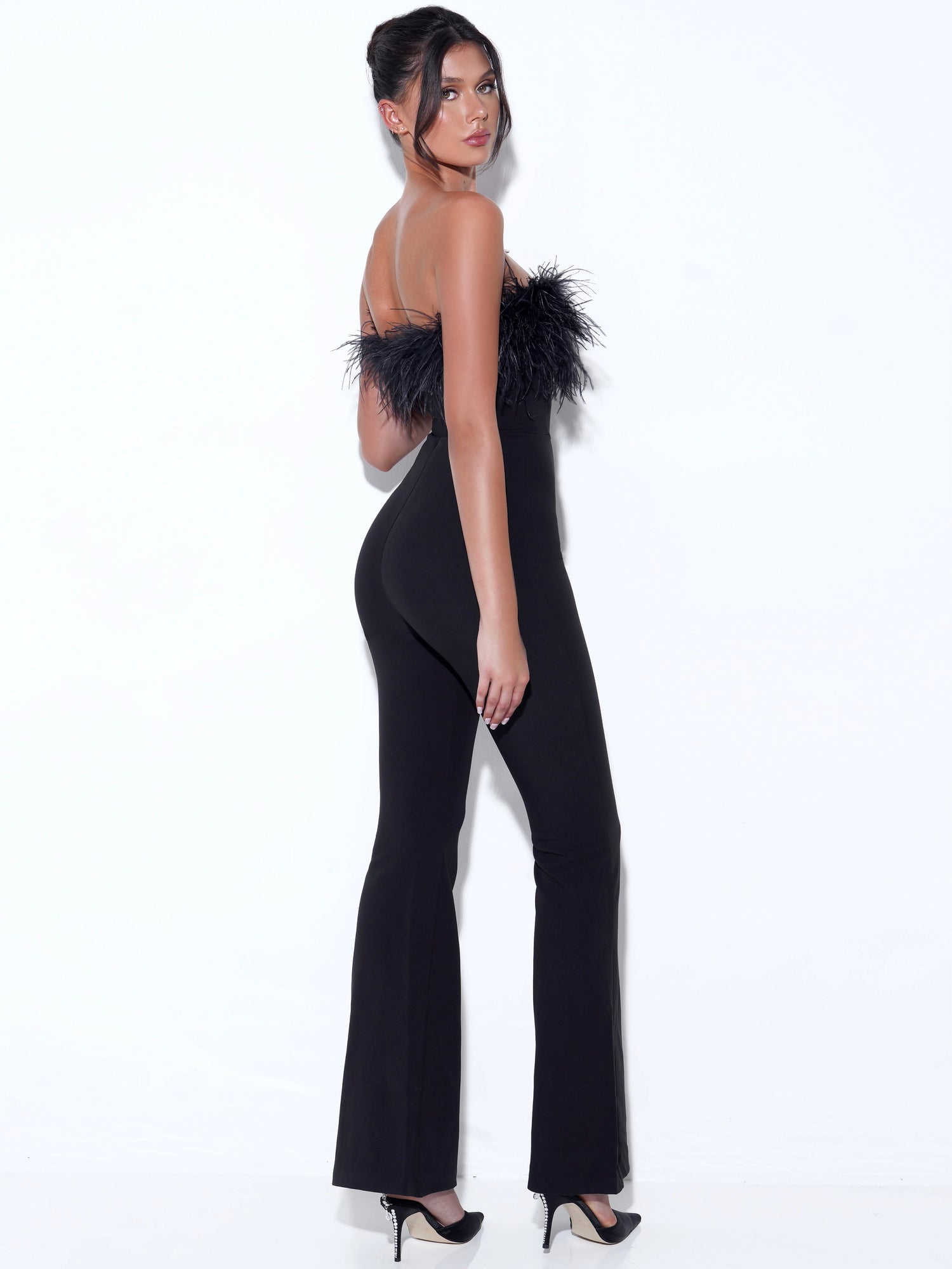 Kylan Feather Jumpsuit | Black