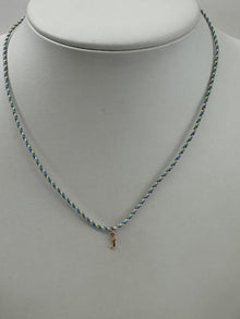 Cord Initial Necklace | 10K Yellow Gold | Blue/Green Adjustable Cord