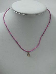 Friendship Initial Necklace | 10K Yellow Gold | Pink/Blue Adjustable Cord
