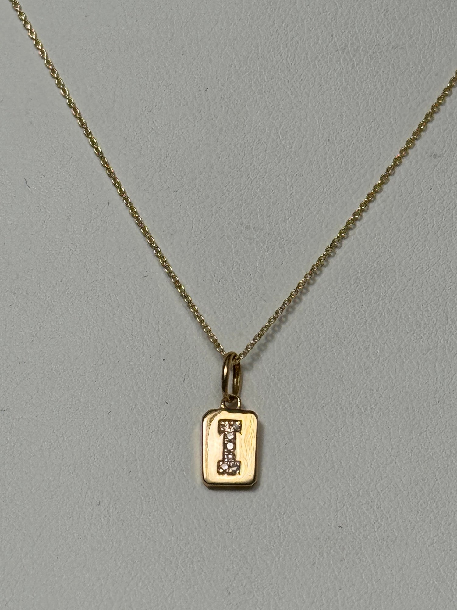 Spell It Out Diamond Initial Dog Tag Necklace | 14K Yellow Gold