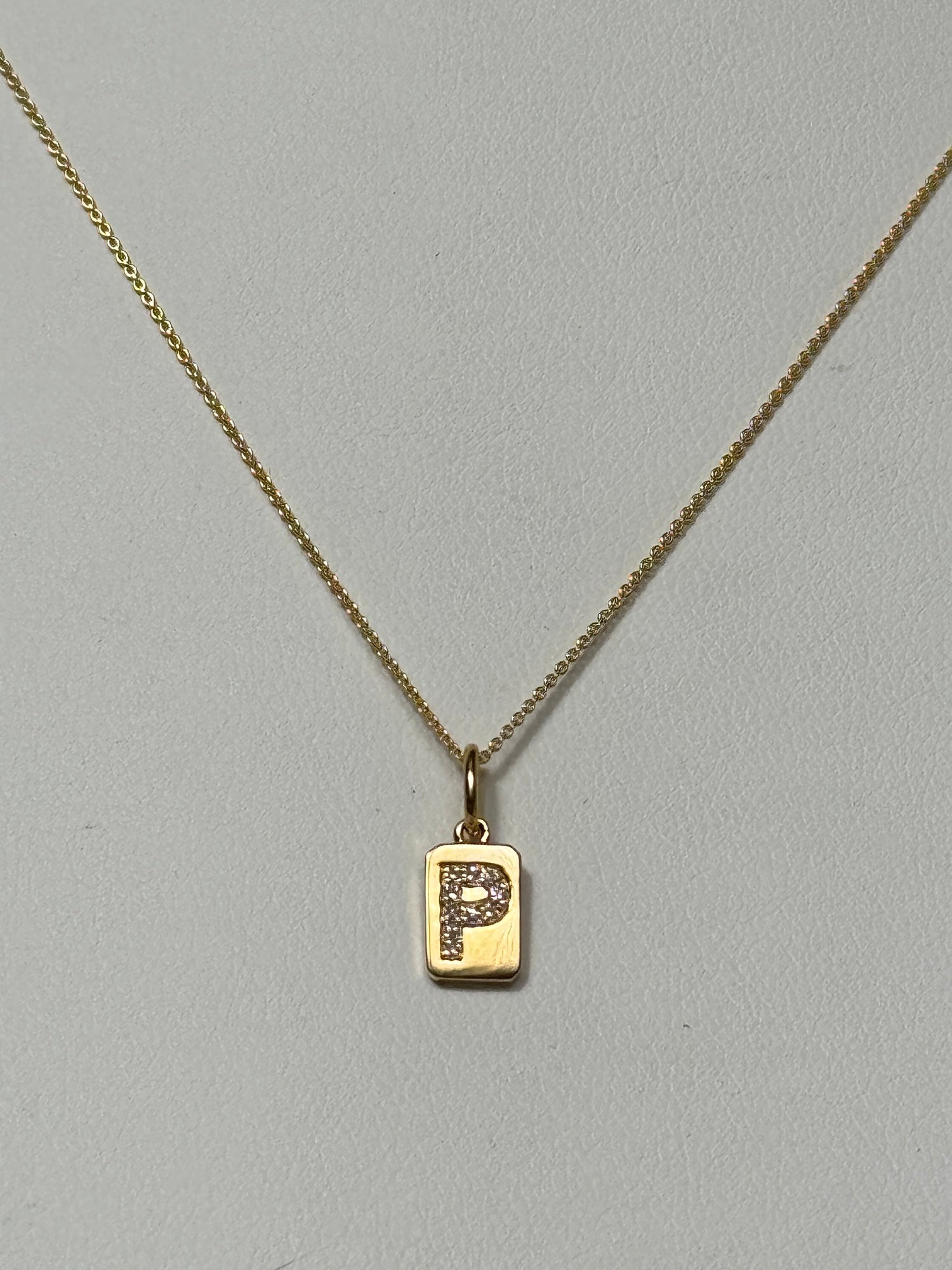 Spell It Out Diamond Initial Dog Tag Necklace | 14K Yellow Gold