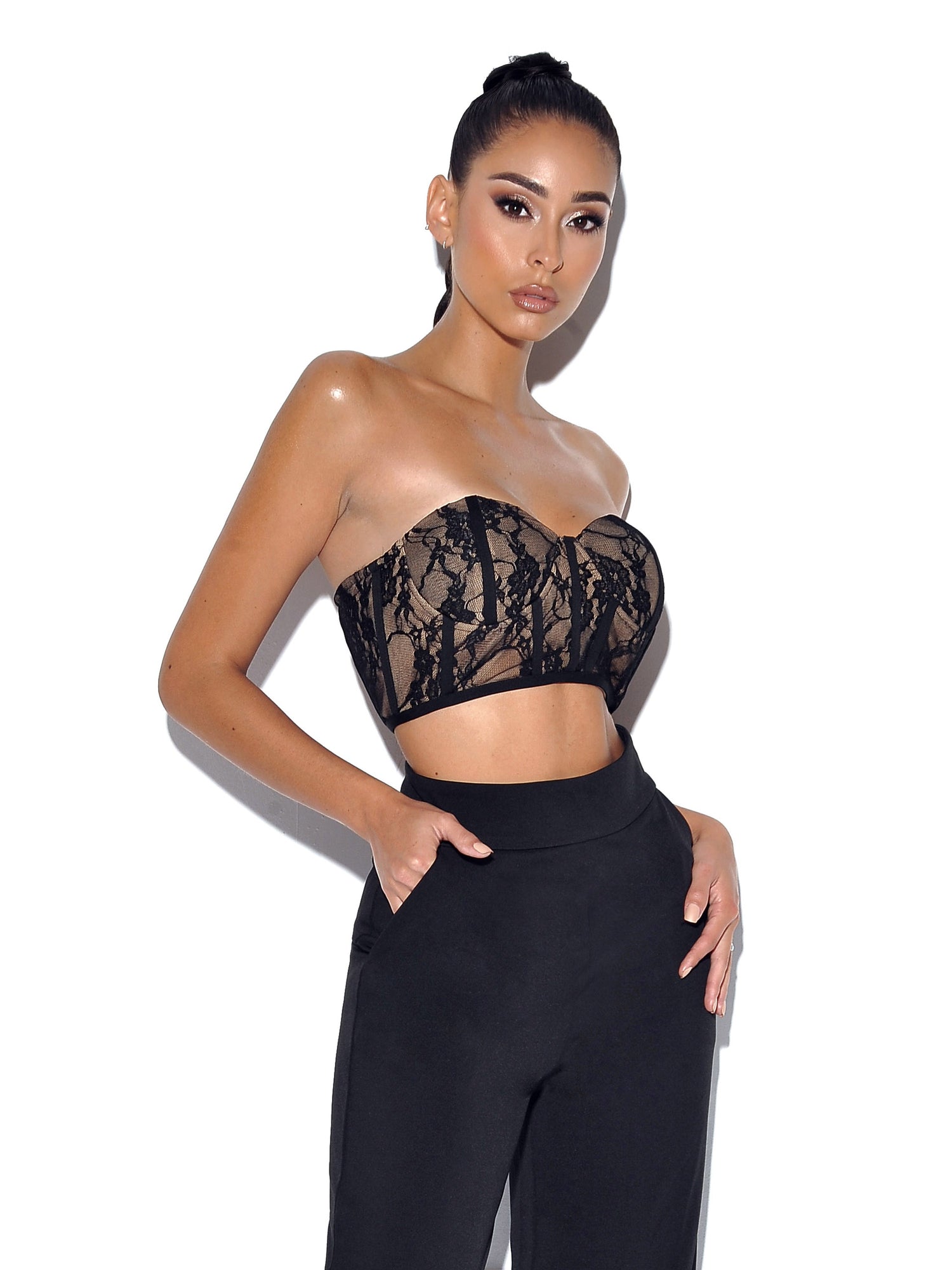 New Romantics Lace Corset Top | Black