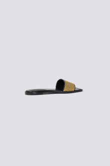 Carter Flat Sandal | Black Gold