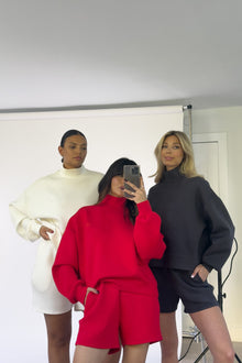 Ollie Knit Neoprene Shorts | Ruby