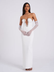 Ivanna Crystal Embellished Maxi Dress | White