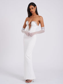 Ivanna Crystal Embellished Maxi Dress | White