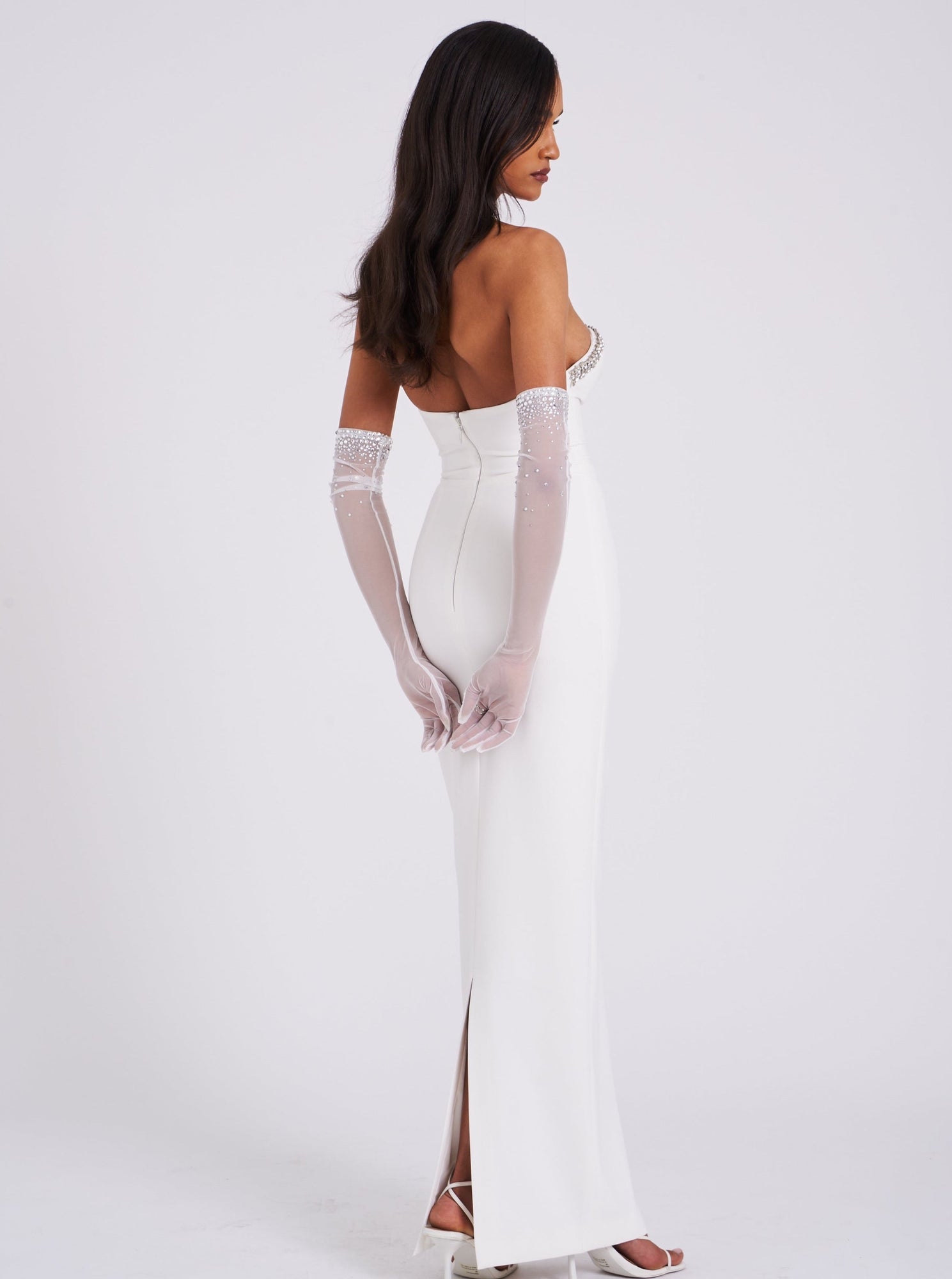 Ivanna Crystal Embellished Maxi Dress | White