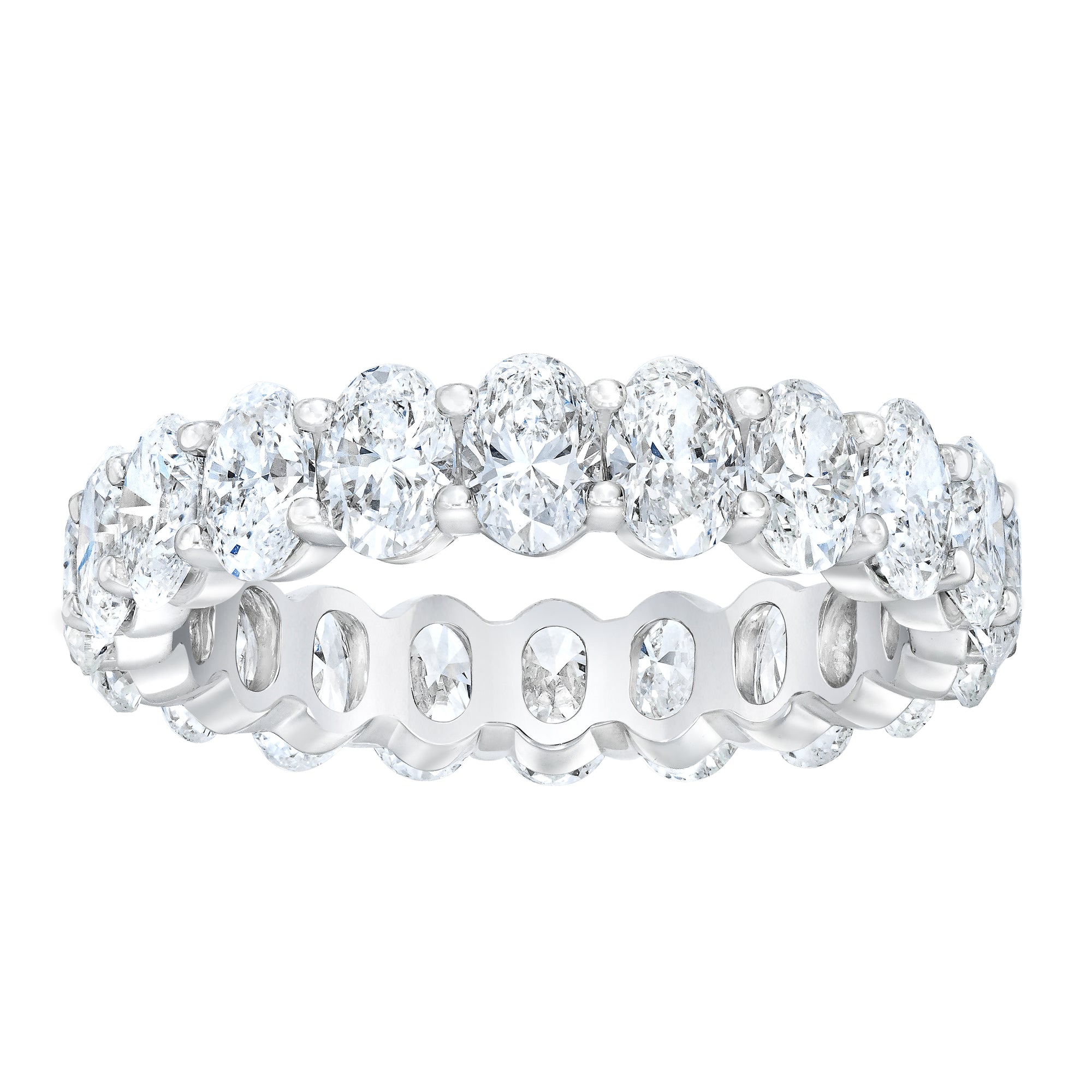 Womens | Eternity Band Ring | 14K White Gold | 4.5 CTW Oval Cut Natural Diamond | J-K-VS2