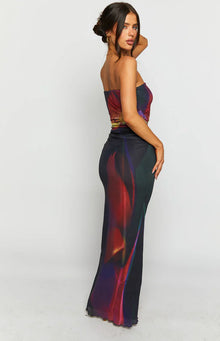 Imogen Maxi Dress | Black Blurred Tulip Print