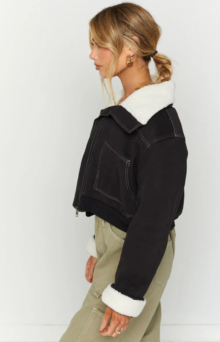 Indy Denim Sherpa Jacket | Black