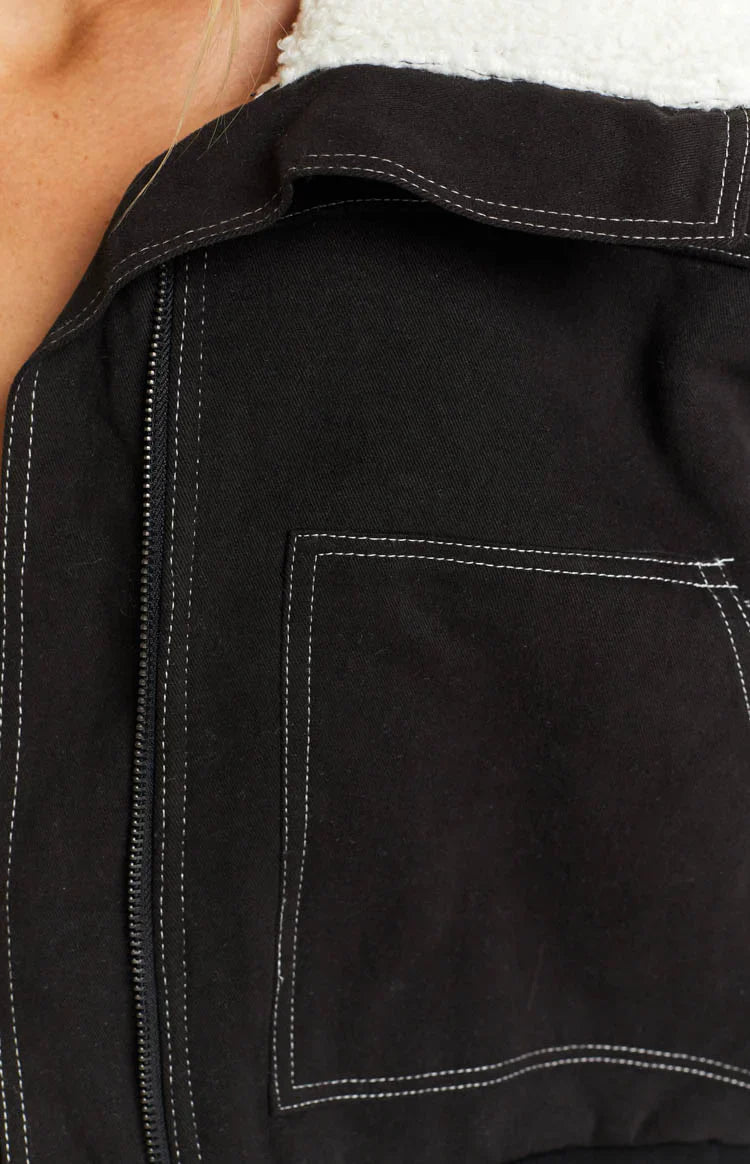 Indy Denim Sherpa Jacket | Black